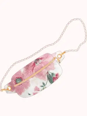 Kit complet banane Ivalo tissu vintage fleurs rose